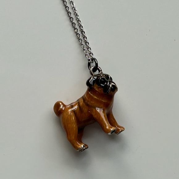 Fawn Pug Pendant Necklace - Picture 2 of 9